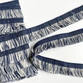 1 yard Remnant : Fringe Trim - Denim