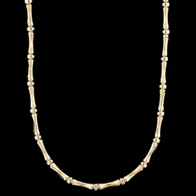 14K Two-tone Gold Estate Bamboo Style Link Necklace