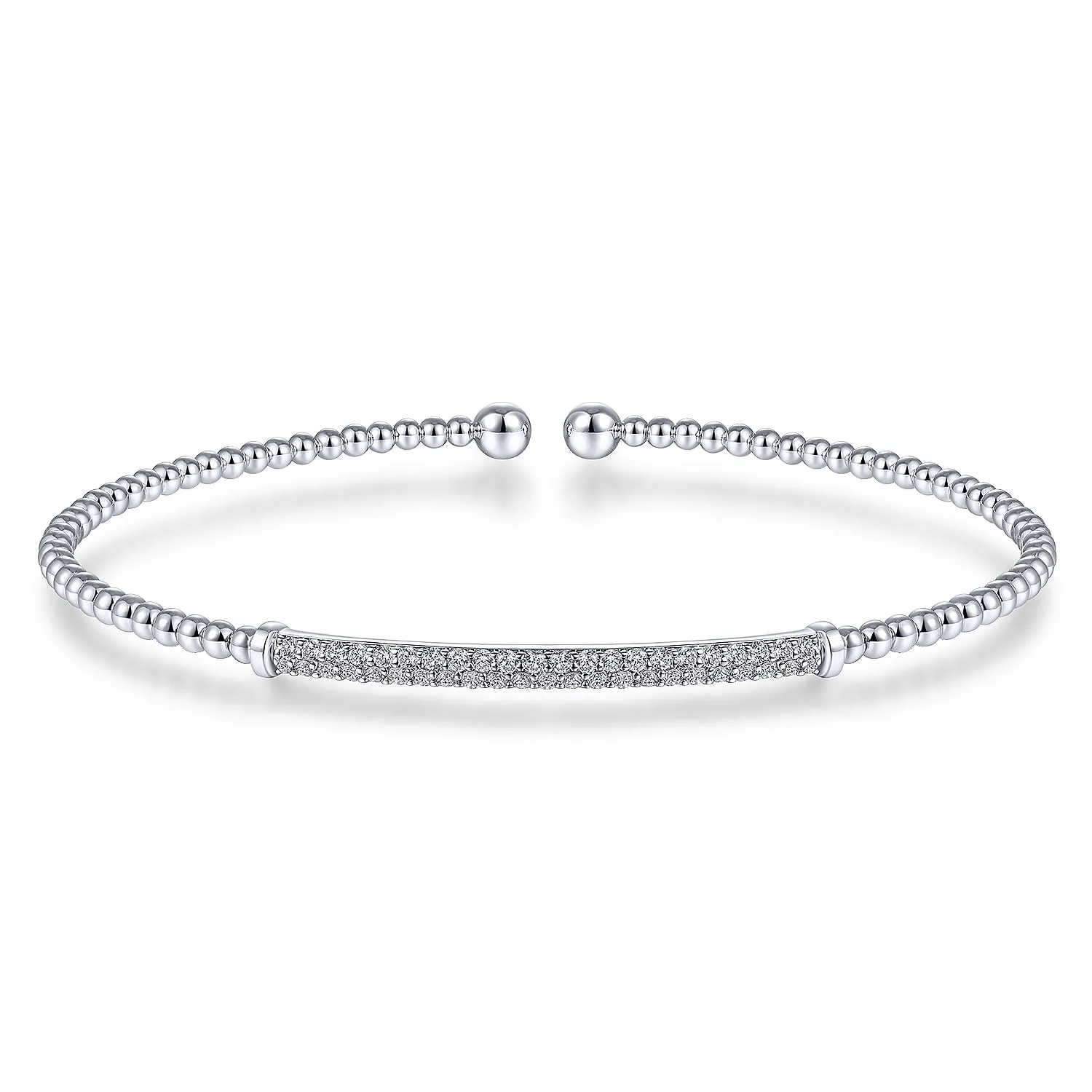 14K White Gold Bujukan Diamond Bar Split Bangle