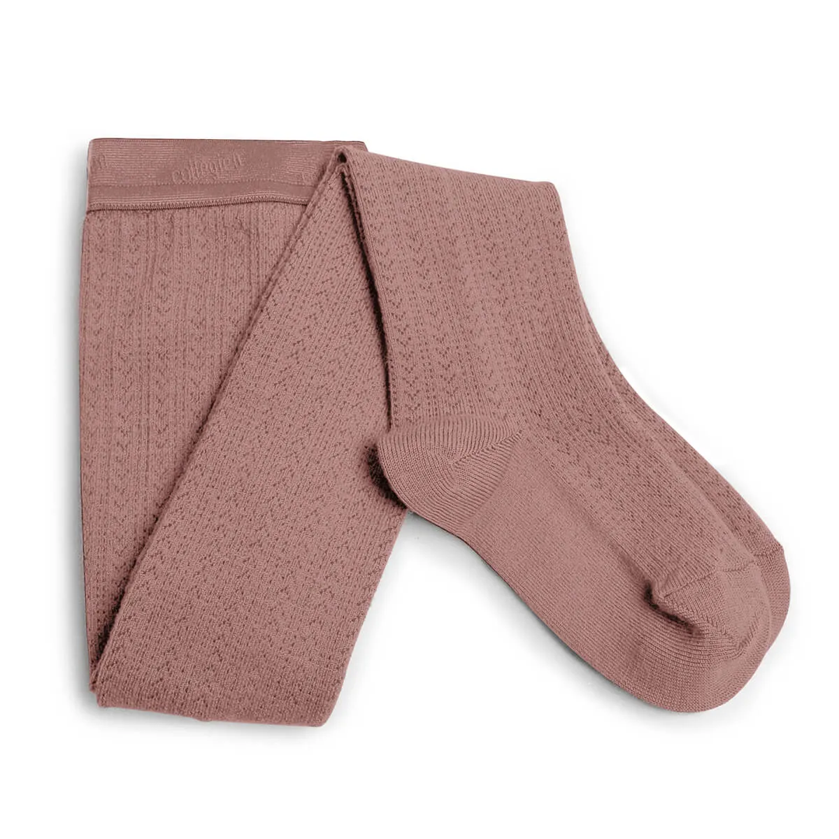 Angelique Pointelle Merino Wool Tights in Praline by Collegien