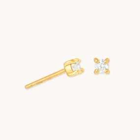 April Birthstone Stud Earrings in Gold with Clear CZ