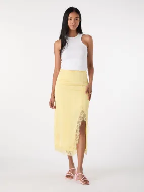 Avari Lace Trim Skirt in Yellow