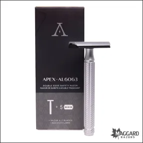 Aylsworth Razors The APEX AL-6063 Machined Aluminum Closed Comb DE Safety Razor, Silver and Black