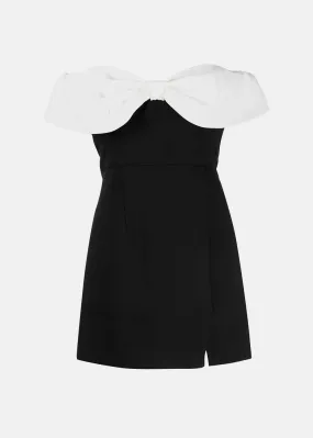 Black Bow-Trim Minidress