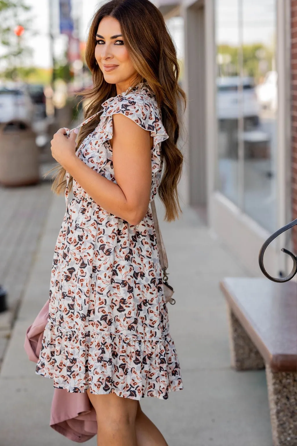 Blossoming Buds Flutter Sleeve Dress