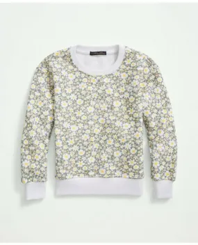 Brooks Brothers Girls Floral Terry Sweatshirt Green