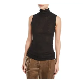 Brunello Cucinelli Metallic Turtleneck Sleeveless Top