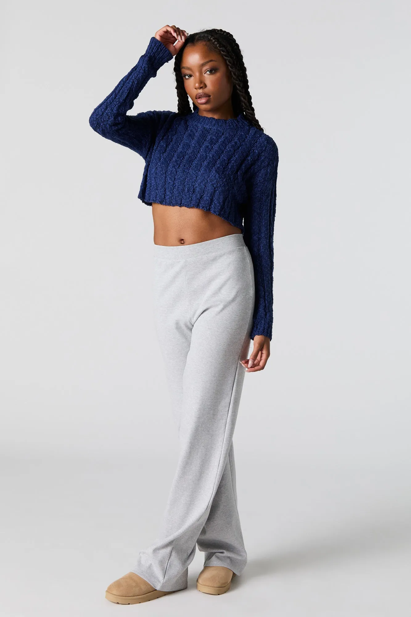 Cable Knit Cropped Sweater