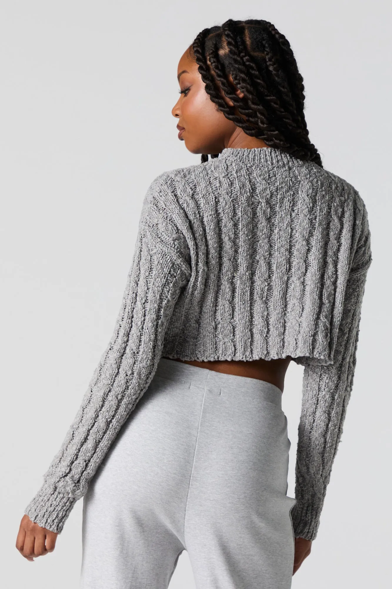 Cable Knit Cropped Sweater