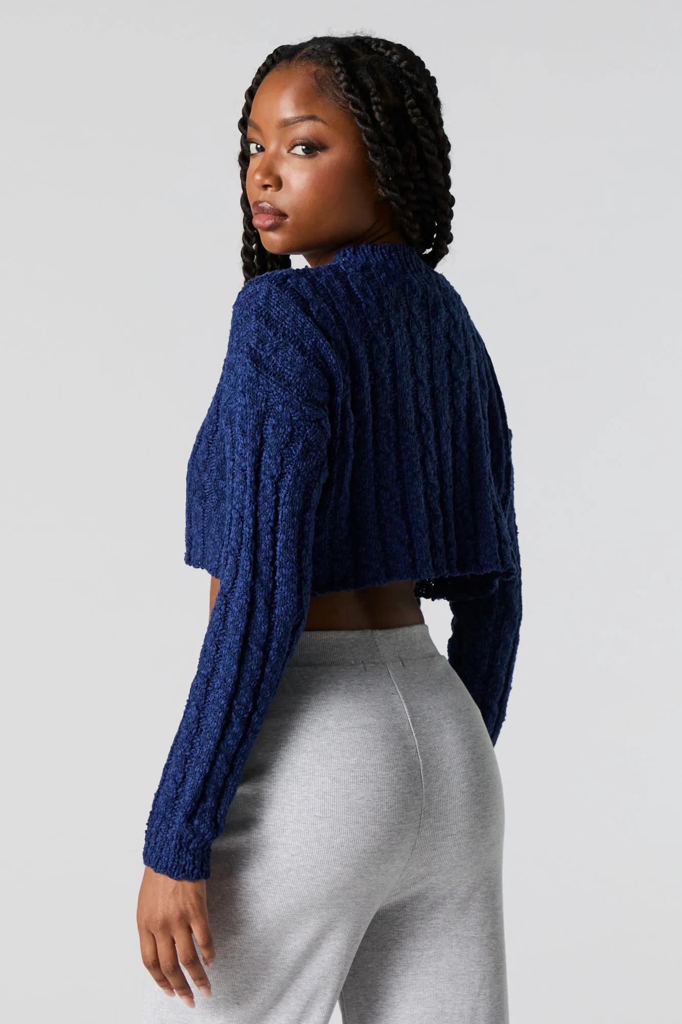 Cable Knit Cropped Sweater