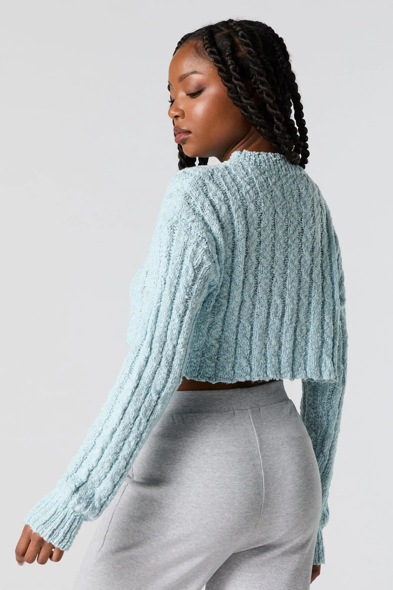 Cable Knit Cropped Sweater