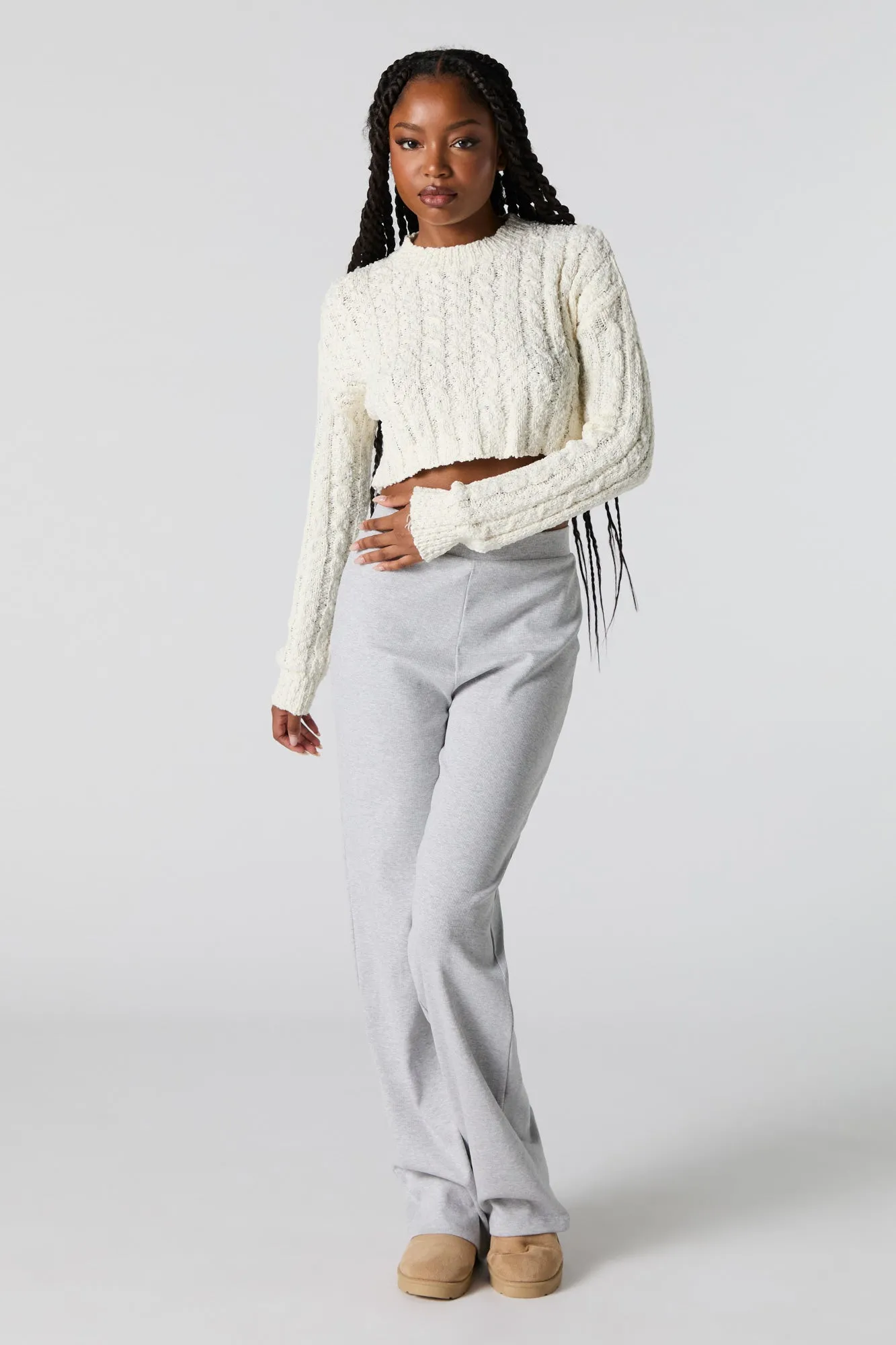 Cable Knit Cropped Sweater