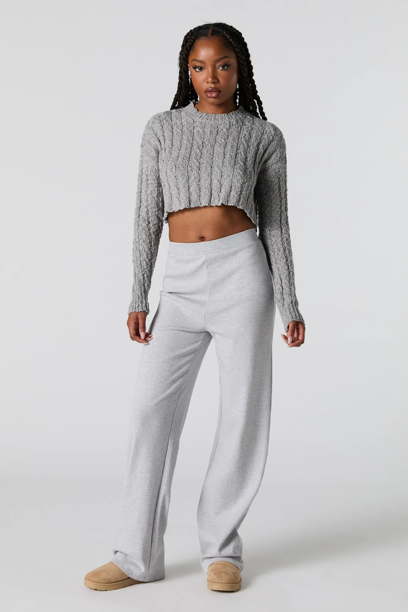 Cable Knit Cropped Sweater