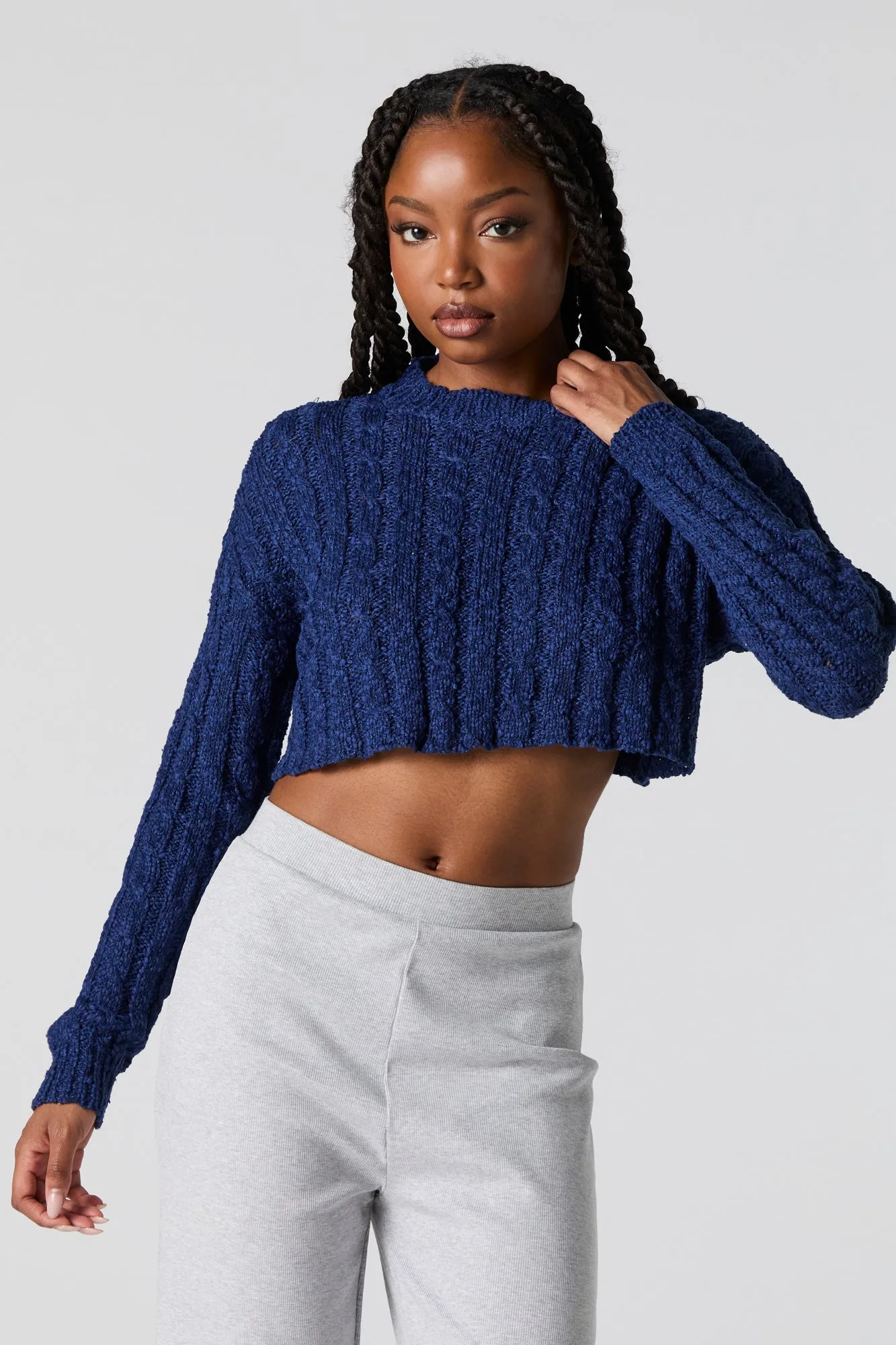 Cable Knit Cropped Sweater