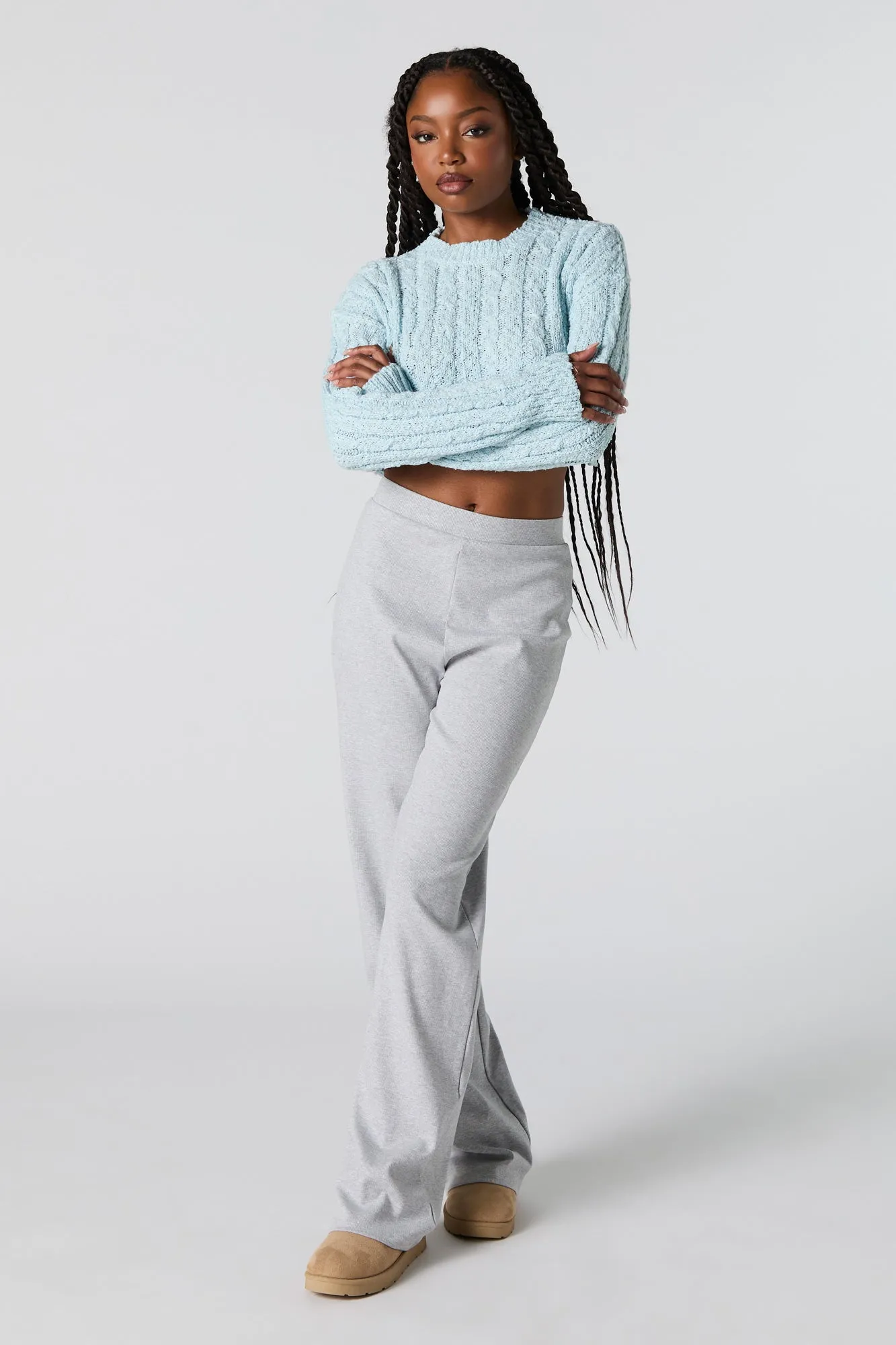 Cable Knit Cropped Sweater