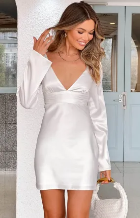 Diana White Long Sleeve Mini Dress