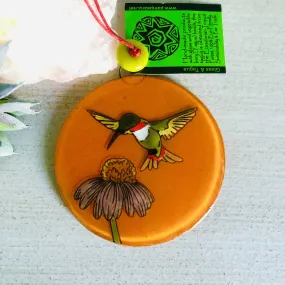 Fair Trade Ornament 34 Hummingbird over Coneflower