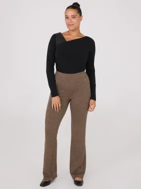 Flare Leg Long Length Melange Knit Pants