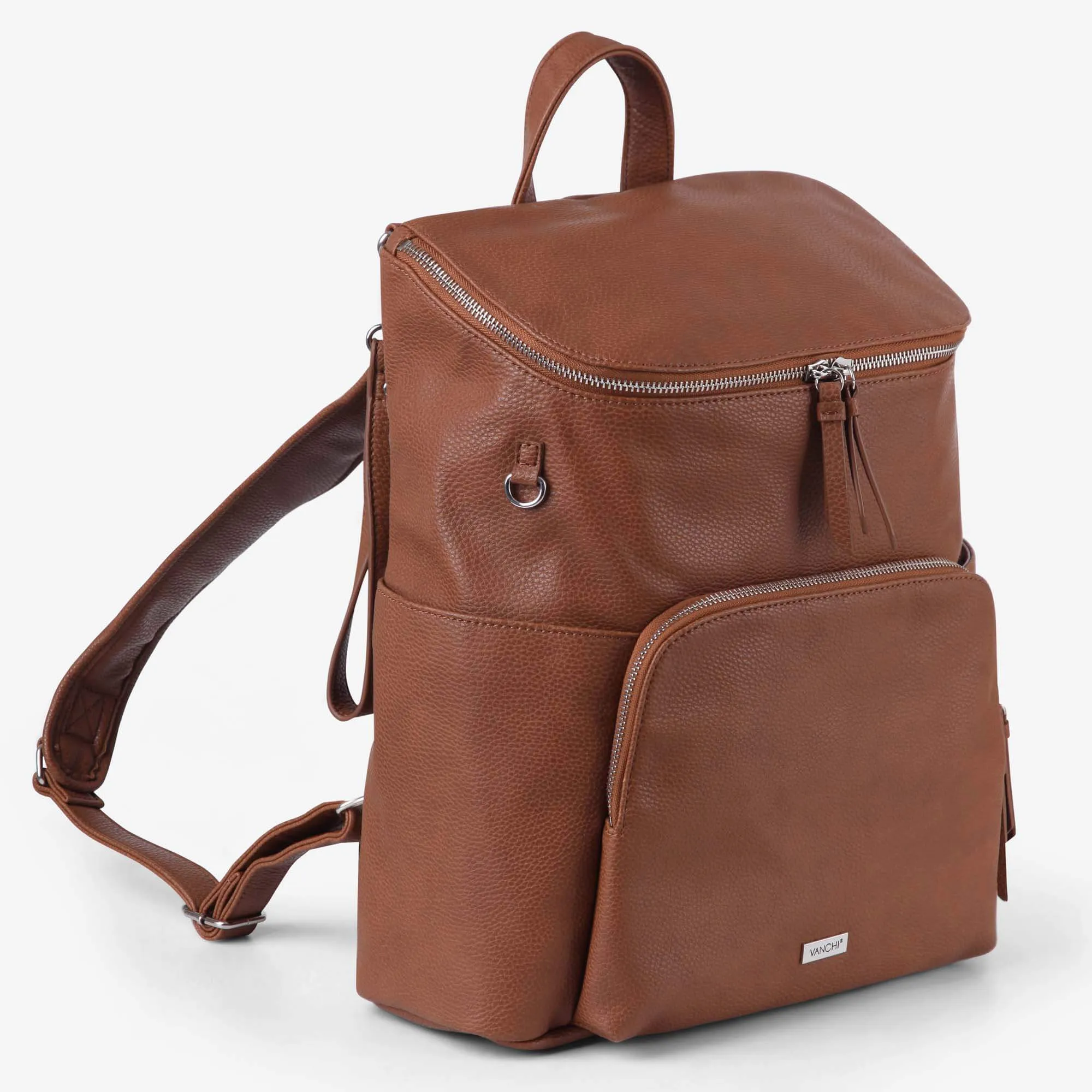 Frankie Everyday Backpack (Vegan) Pebbled Tan/ Silver