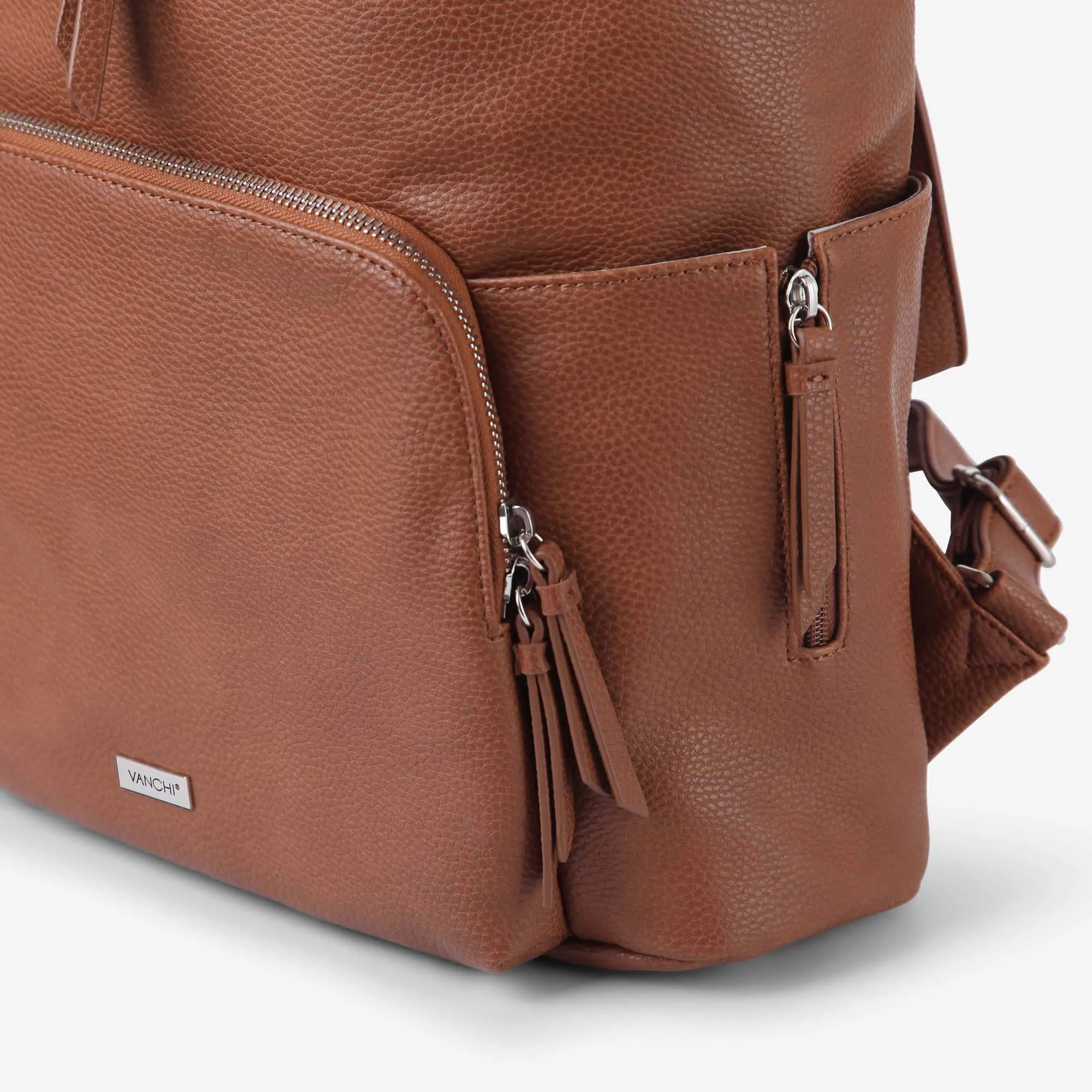 Frankie Everyday Backpack (Vegan) Pebbled Tan/ Silver