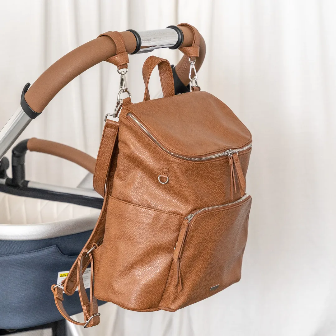 Frankie Everyday Backpack (Vegan) Pebbled Tan/ Silver