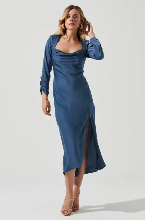 Gracie Long Sleeve Cutout Satin Midi Dress