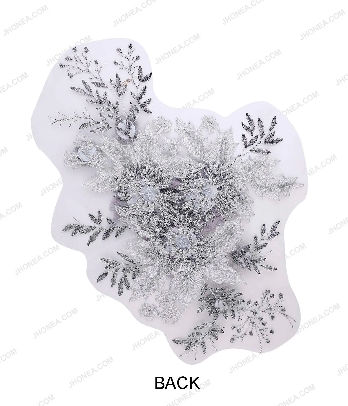 Grey Shaded Floral Patch for Designer Denim Coats/Jackets