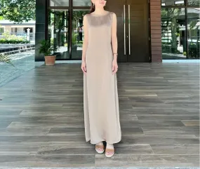 Jojo Satin Long Dress in Taupe