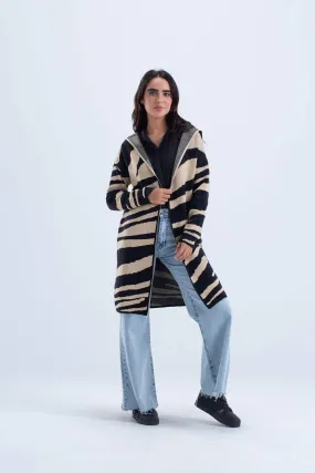 Knee Length Hooded Cardigan