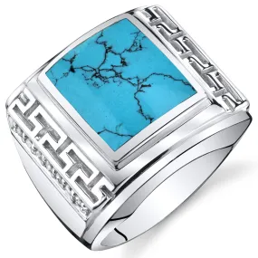 Mens Turquoise Ring Sterling Silver Size 9