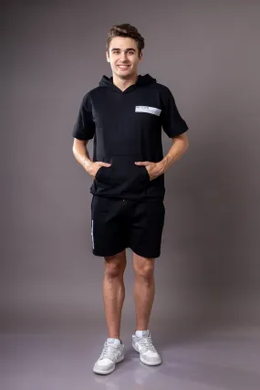 Midnight Black Hoodie and Shorts Co-Ord