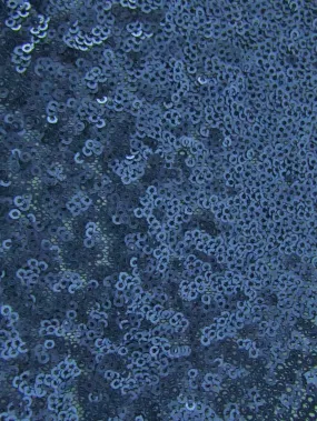 Mini Disc Sequin Nylon Mesh Fabric / Shiny Navy Blue / Sold By The Yard