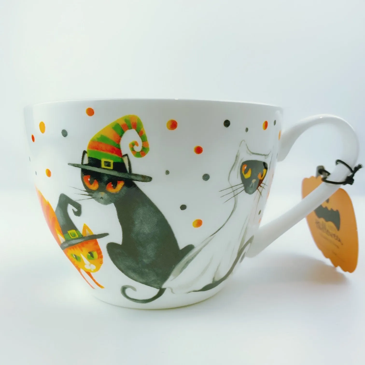 Portobello By Design 'Happy Halloween' Witch Cat Bone China XL Coffee Mug Tea Cup 20 oz