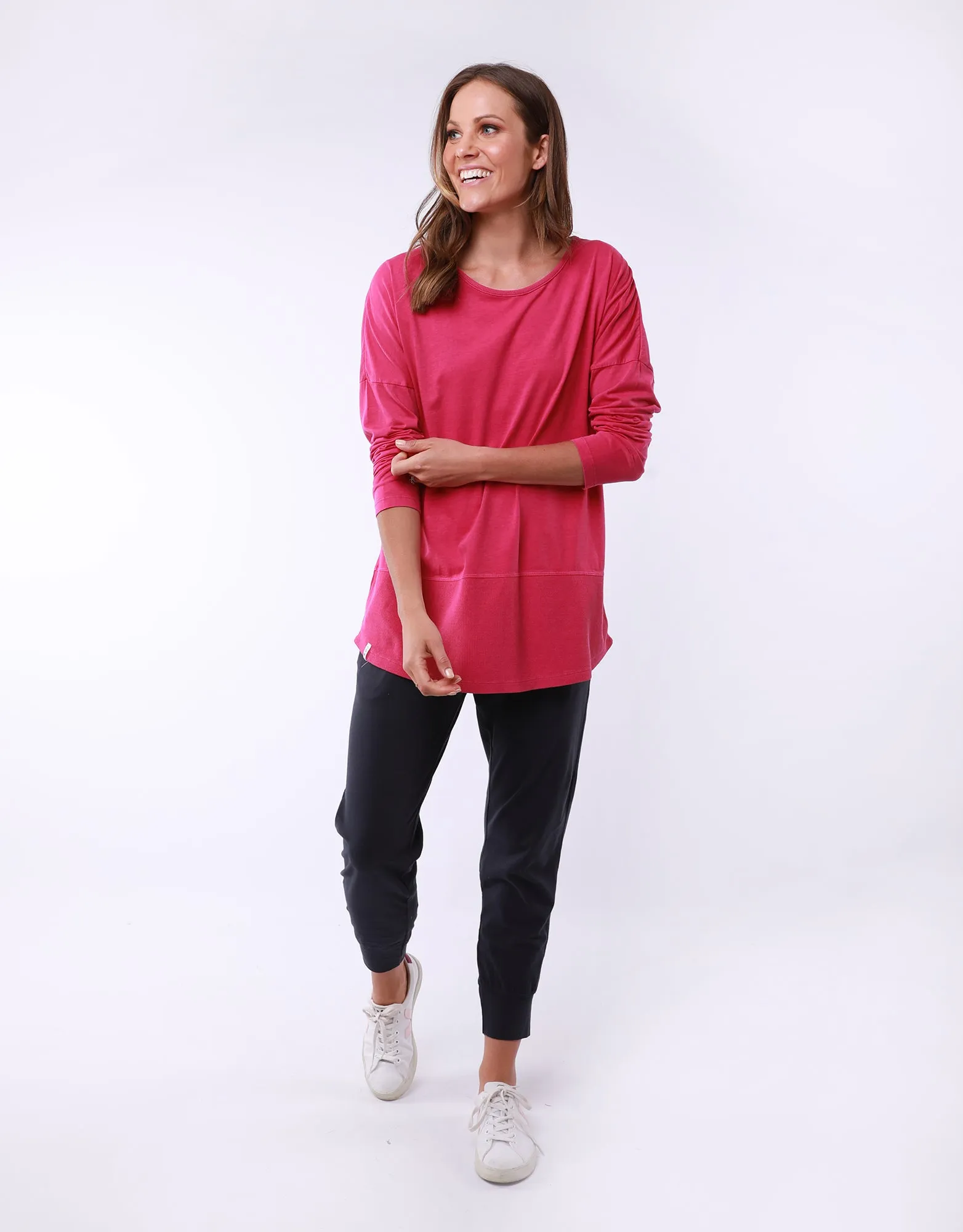 Rib Long Sleeve Fuchsia