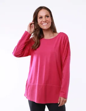 Rib Long Sleeve Fuchsia