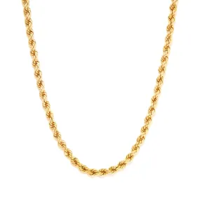 Semi Solid Yellow Gold Rope Chain