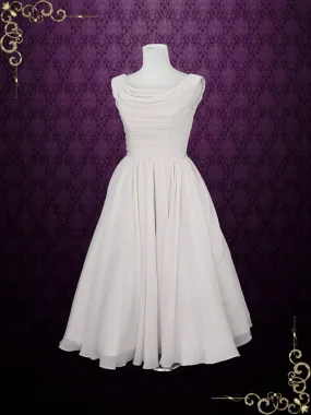 Short Retro Chiffon Wedding Dress with Cowl Neck KARIN