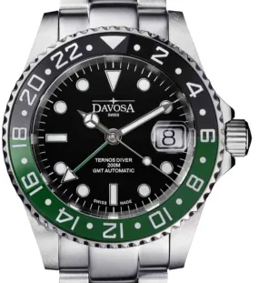 Ternos Ceramic Automatic GMT Swiss-Made Black Green Diving Watch 16159070