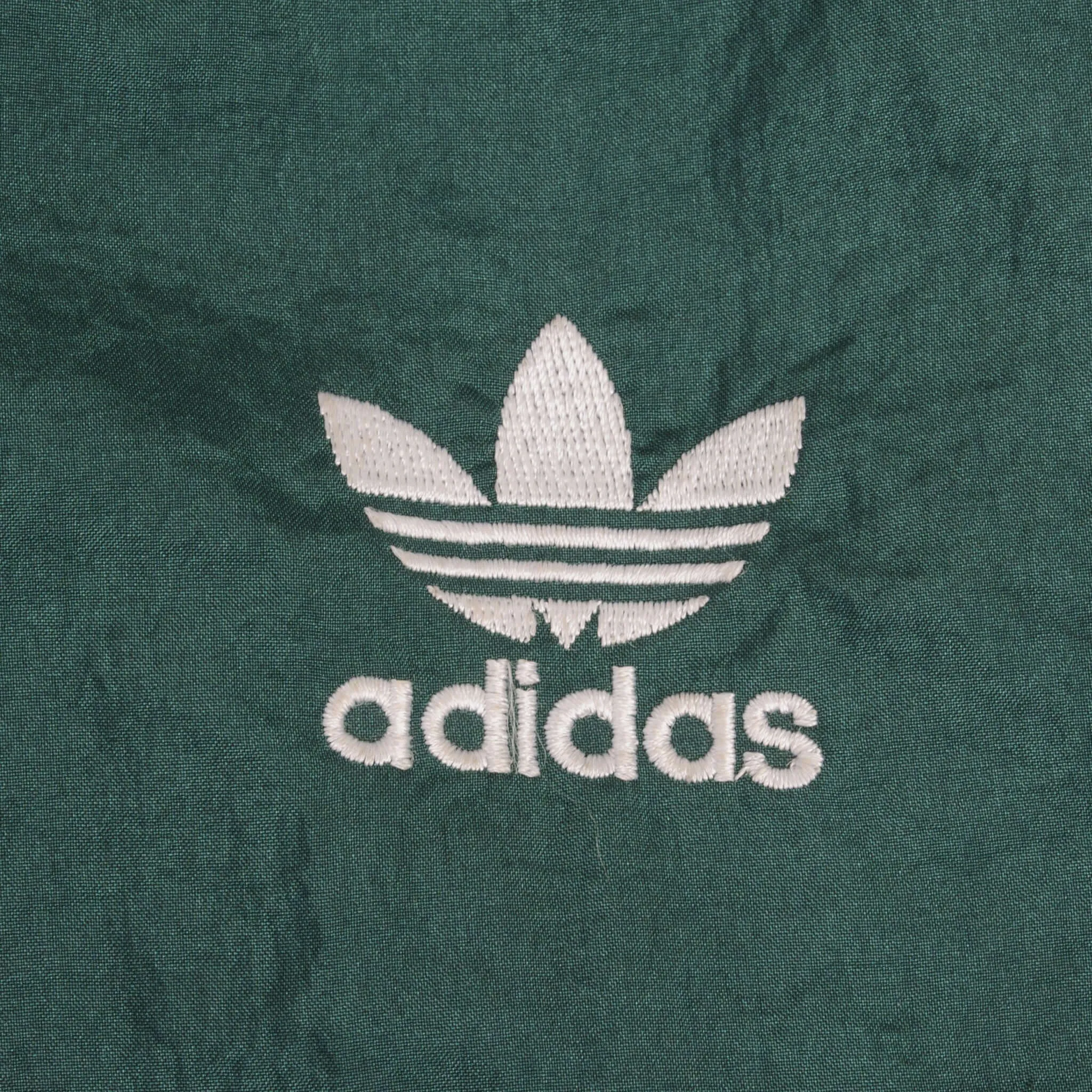 VINTAGE ADIDAS PINE GREEN NYLON TRACK PANTS 1990S SIZE LARGE