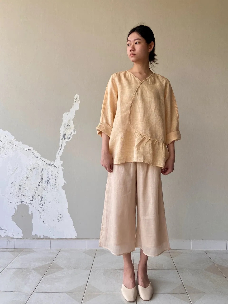 Yellow Linen Hanfu Cheongsam Top